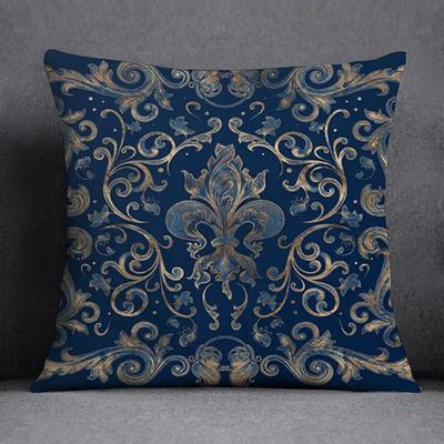 Luury Ethnic Floral Print Plush Pillows Case European Geometric Vintage Sofa Couch Cushions Case Home Office Decorative PillowsB-,(5)