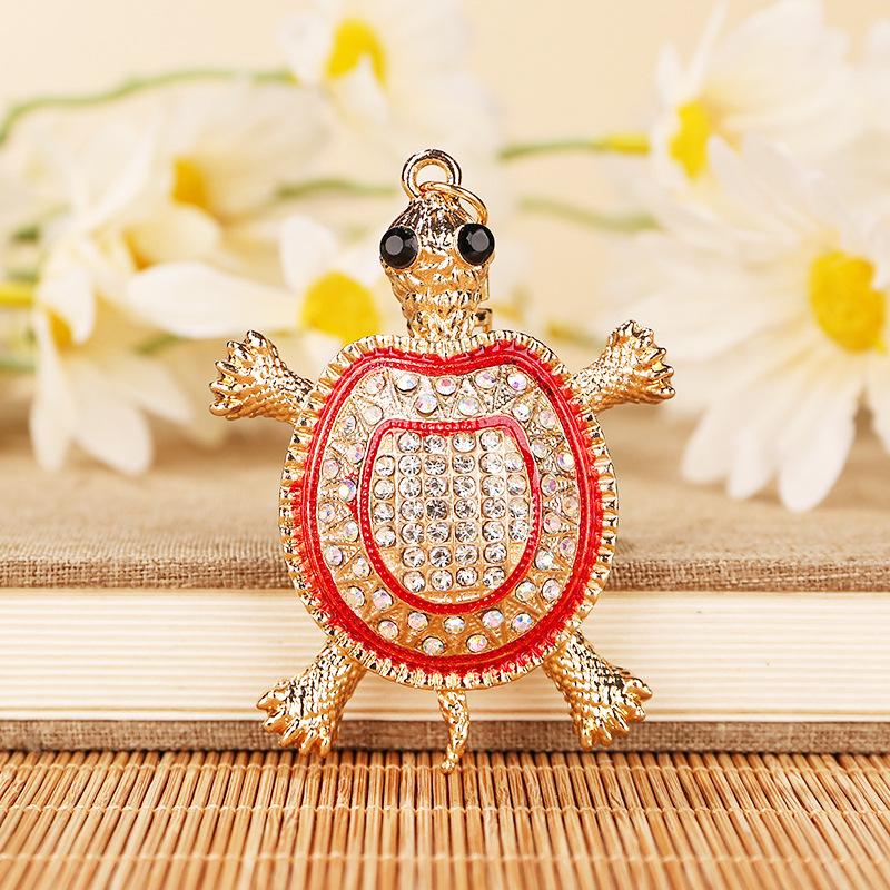 Colorful Rhinestone Sea Turtle Keychain - Creative Animal Pendant