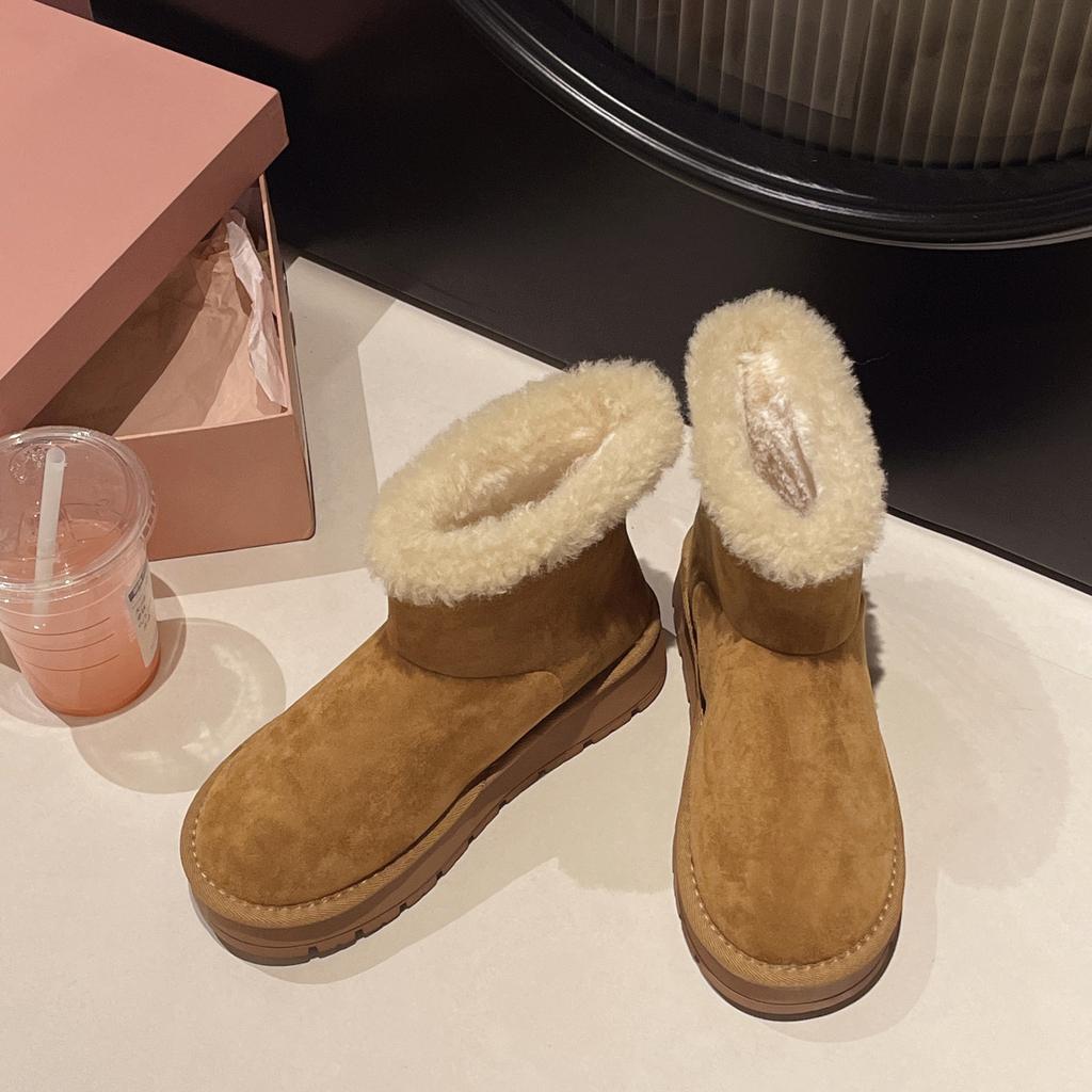 Retro temperament cartoon short boots plush warm thick-soled women's snow boots autumn and winter fashion outer wear home cotton shoes