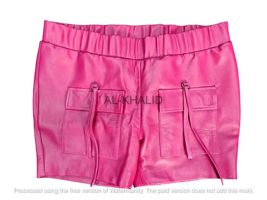 Cocktail Women Party Wear 100%Leather Stylish Genuine Pant Designer Shorts Pink