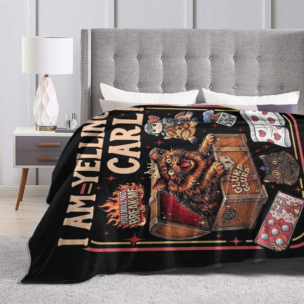 I Am Yelling Carl Funny Donut Cat Blanket Velvet Dungeon Crawler Carls Breathable Warm Throw Blanket for Home Outdoor Quilt