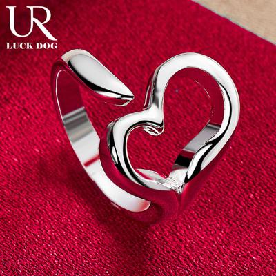 925 Sterling Silver Heart-shaped Open Ring Fashion Wedding Jewelry