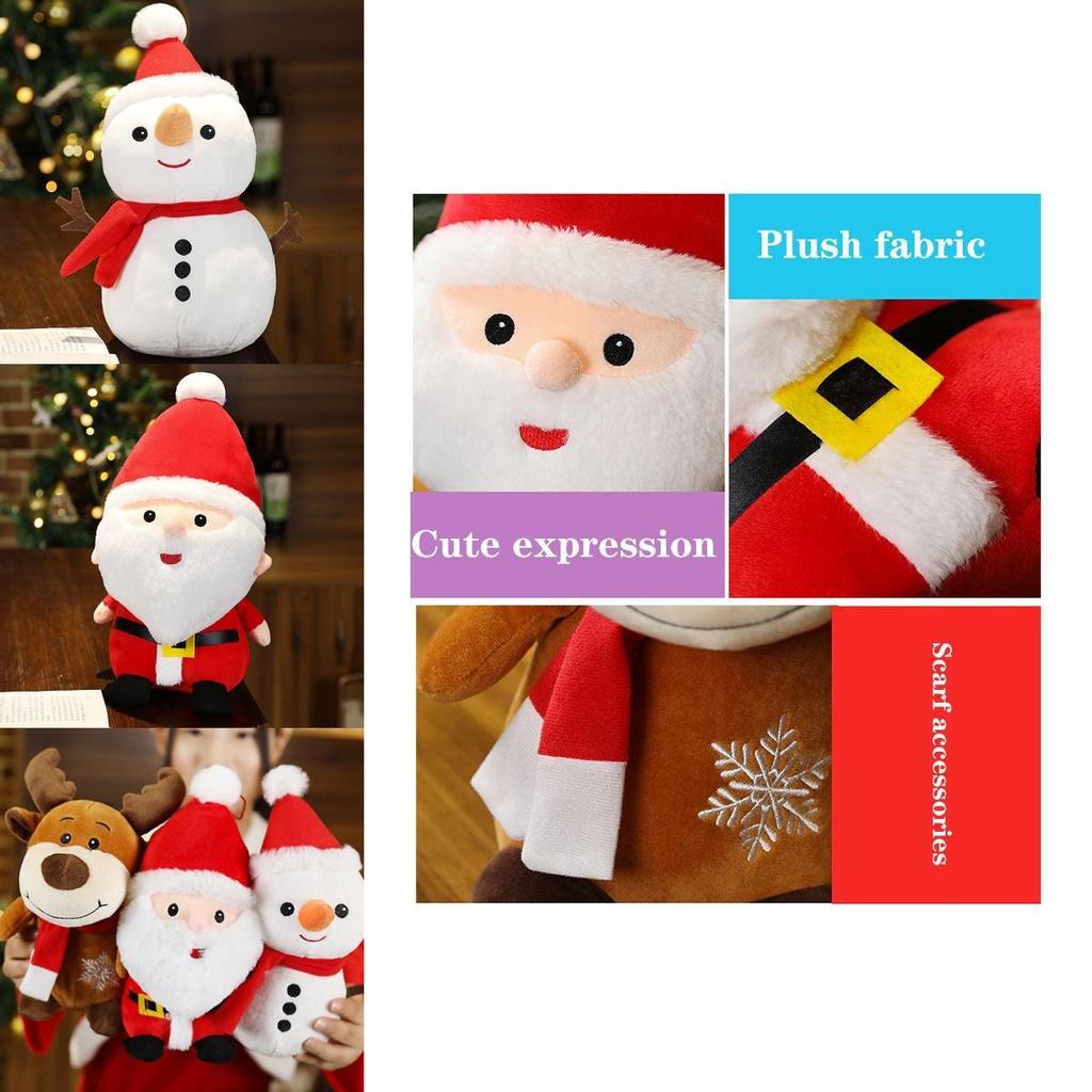 Bambola Peluche di Babbo Natale, Alce e Pupazzo di Neve di Natale, Carina e Coccolosa, Ideale per l'Arredamento delle Feste