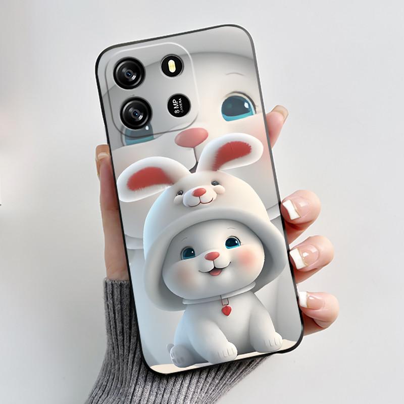 For Blackview Wave 6C Case Oscal Flat 1C Back Cover Luxury Cute Love Rabbit Funny Black TPU Soft Silicone Protective Phone Case
