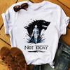 Not Today Arya Stark Graphic T Shirt Game Inspired Fantasy Character Print Short Sleeve Tee Casual Streetwear Unisex Tops for Movie Series Fans