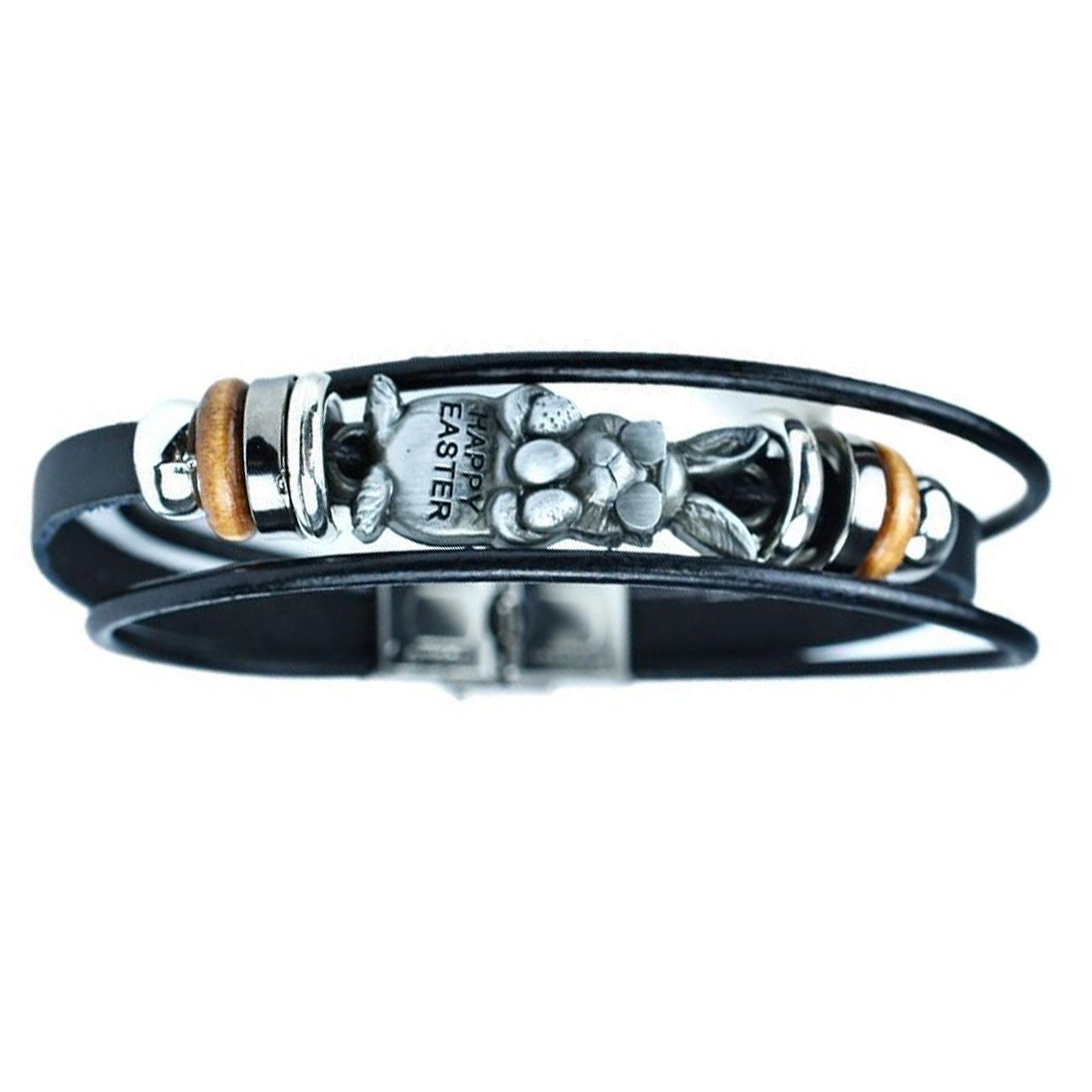 

Кожаный браслет ручной работы с пасхальным кроликом, символизирующий весну и обновление, аксессуар-украшение для ценителей моды 2