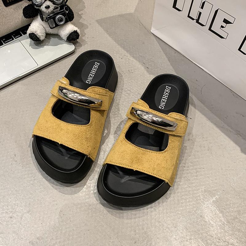 Retro Thick-soled Bag Head Half Slippers Women's Outer Wear 2025 New Spring Versatile One Pedal