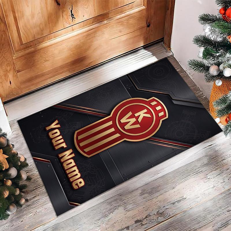 Kenworth Crystal Velvet Rug, Custom Name Text Personalized Non‑Slip Floor Mat for Home Decor Gift