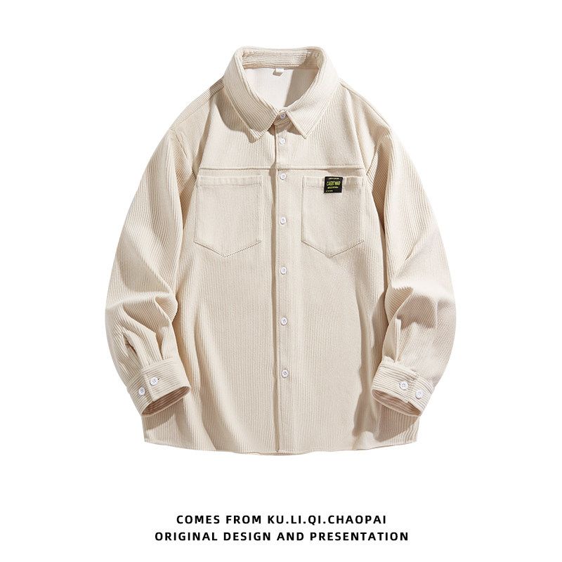 Men's Corduroy Casual Long-Sleeve Shirt for Autumn, Loose-Fitting Shirt Jacket by Mr. Mengmaite Hezi