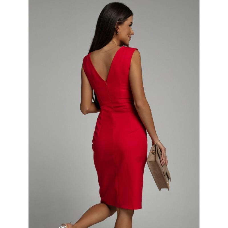 VEZFAA Damenmode, Sommer, Frühling, einfarbig, ärmellos, V-Ausschnitt, hohe Taille, Freizeitkleider