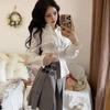 Korean Fashion Harajuku Preppy Elegant White Women Blouse Tunic Shirt Japanese Style Casual JK Slim Female