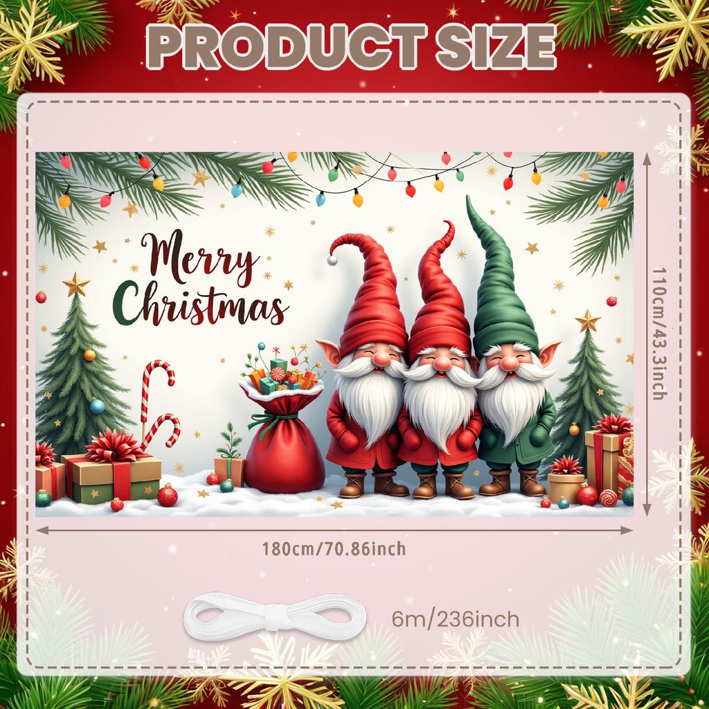 Christmas Decor Santa Claus Festive Backdrop Seasonal Decoration Christmas Tree Winter Wonderland Banner For Winter Festival