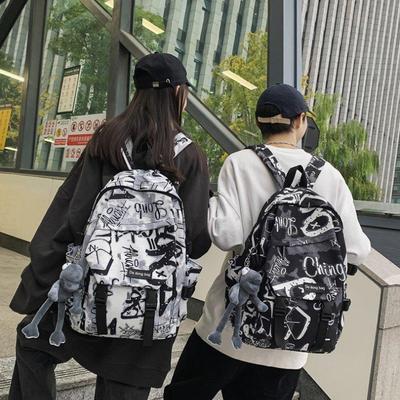 Backpack Men's High-Capacity Graffiti Backpack Casual Student Schoolbag AVE