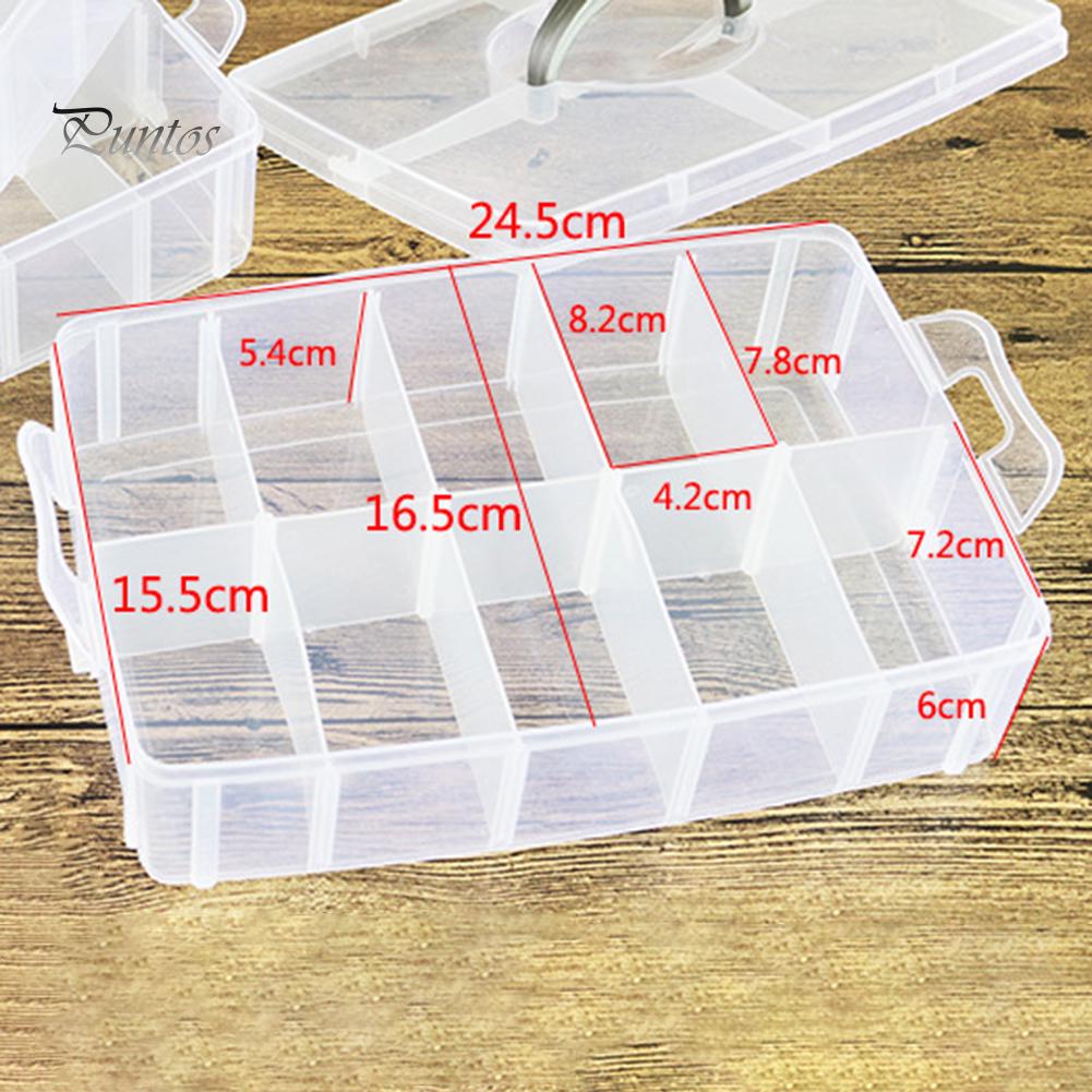 Puntos 3-vrstvý průhledný šperkový korálek Pilulky Řemeslný úložný organizér Přihrádka Pouzdro