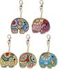 5pack/lot DIY Keychain Kit Cute Animal Cartoons Easy To Painting Keychains Pendant