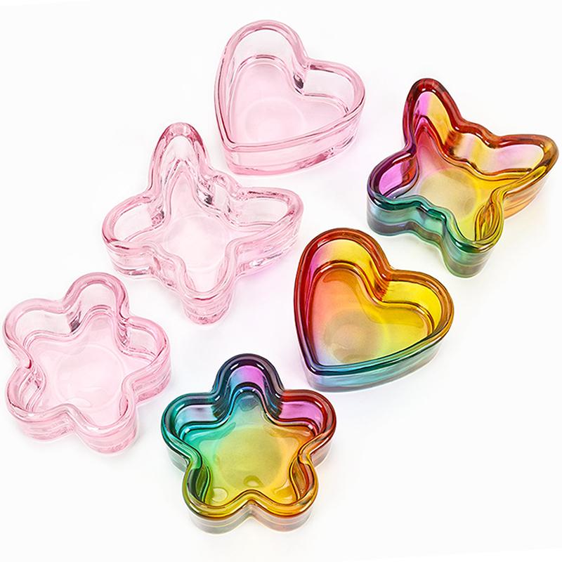 1 szt. Rainbow krystalicznie czyste szklane naczynie na płyn Dappen Dish szklany kubek z pokrywką miska na proszek akrylowy Monomer narzędzie do zdobienia paznokci