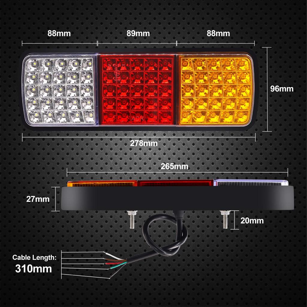 Ygmylandbb LED Truck Tail Lights for and 12V Integrated Turn and Reverse Universal 75 Vehicle Inspection and Set of 2 Trucks, Trailers, Boats, Brake,