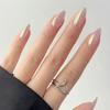 24Pcs French Almond False Nails Pink Stiletto Press On Nails With White Edge Design And Glue Simple Wearable Nail Tips