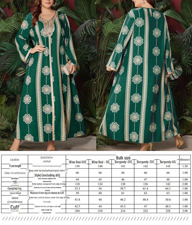 Bestseller: Orientalisches Patchwork-Blumenkleid in Übergröße, Elegantes Temperament, Frühjahrs-/Herbstmode