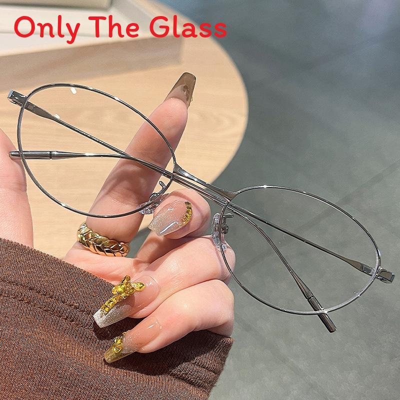 

Modern Oval Eyeglasses For Women With Blue Light Blocking Pc Frame Stylish Fashion For Daily Use серебряный