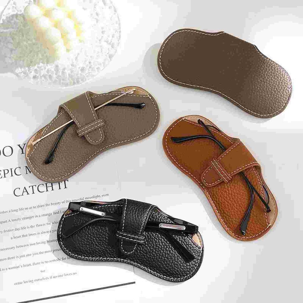 Unisex leather sunglasses case, portable glasses pouch, myopia frame, soft bag, eye lens set