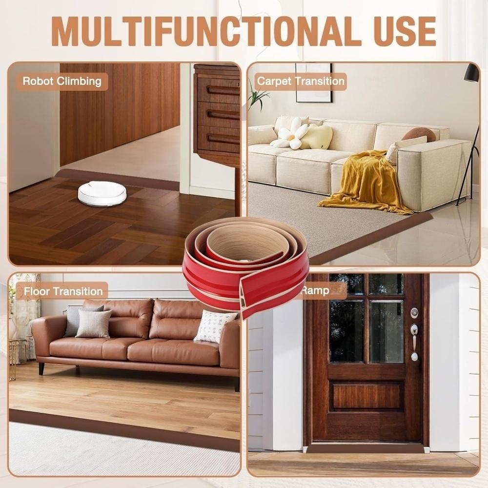 1PC 1m/2mX5cm Pvc Floor Transition Strip Door Threshold Ramp Self Adhesive Carpet Edging Doorway Edge High Low Transition Strip