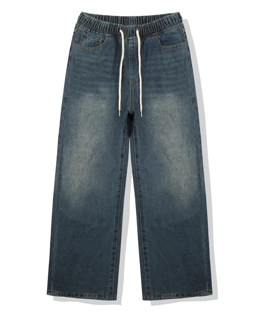 ULIFEZIP Tarin Wide Elastic Waist Denim Washed Pants 3 Colors [Ulzd_0052]