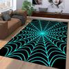 Glow-in-Dark Spider Web Pattern Rug, Black and Blue Geometric Style Carpet Suitable for use as an anti-slip for living room bedroom sofas
