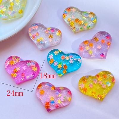 10Pcs New Cute Mini Resin Shining Heart Flat Back Cabochon Scrapbook Kawaii DIY Embellishments Accessories