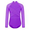 Dívčí průhledný síťovaný trikot s dlouhým rukávem, kamínky, gymnastický, s vykrojením vpředu a vzadu, body