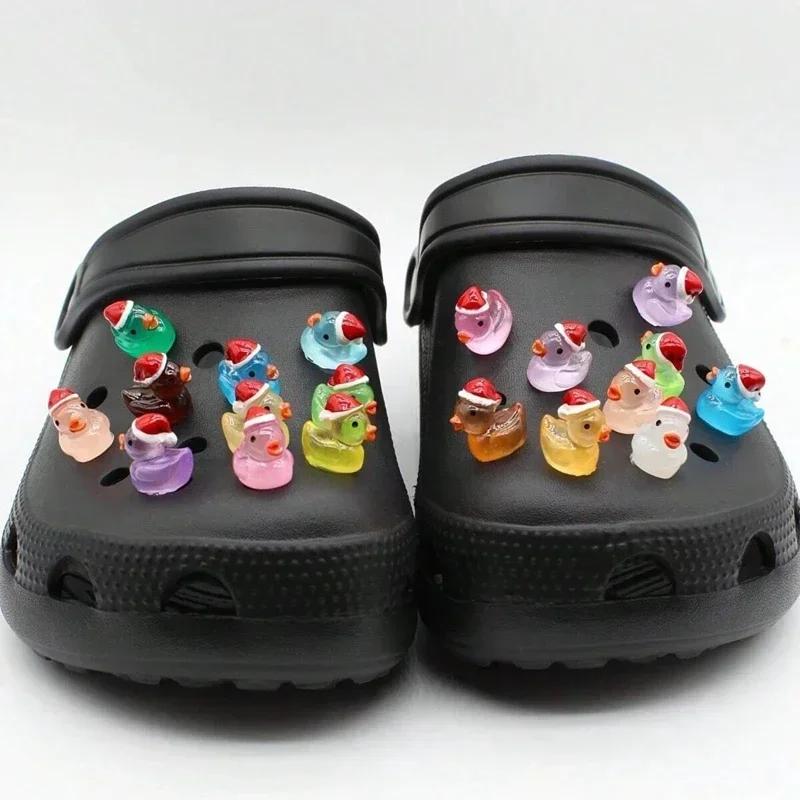 Luminous 3D Duck Shoe Charms Set Cute Christmas Theme DIY Detachable Buckle Shoe Decorations Advanced Shoe Accessories