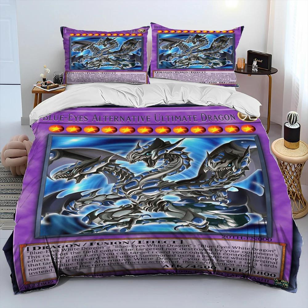 3D Yu-Gi-Oh MONSTER CARD Anime Comforter Bedding Set,Duvet Cover Bed Set Quilt Cover Pillowcase,king Queen Size Bedding Set Boys