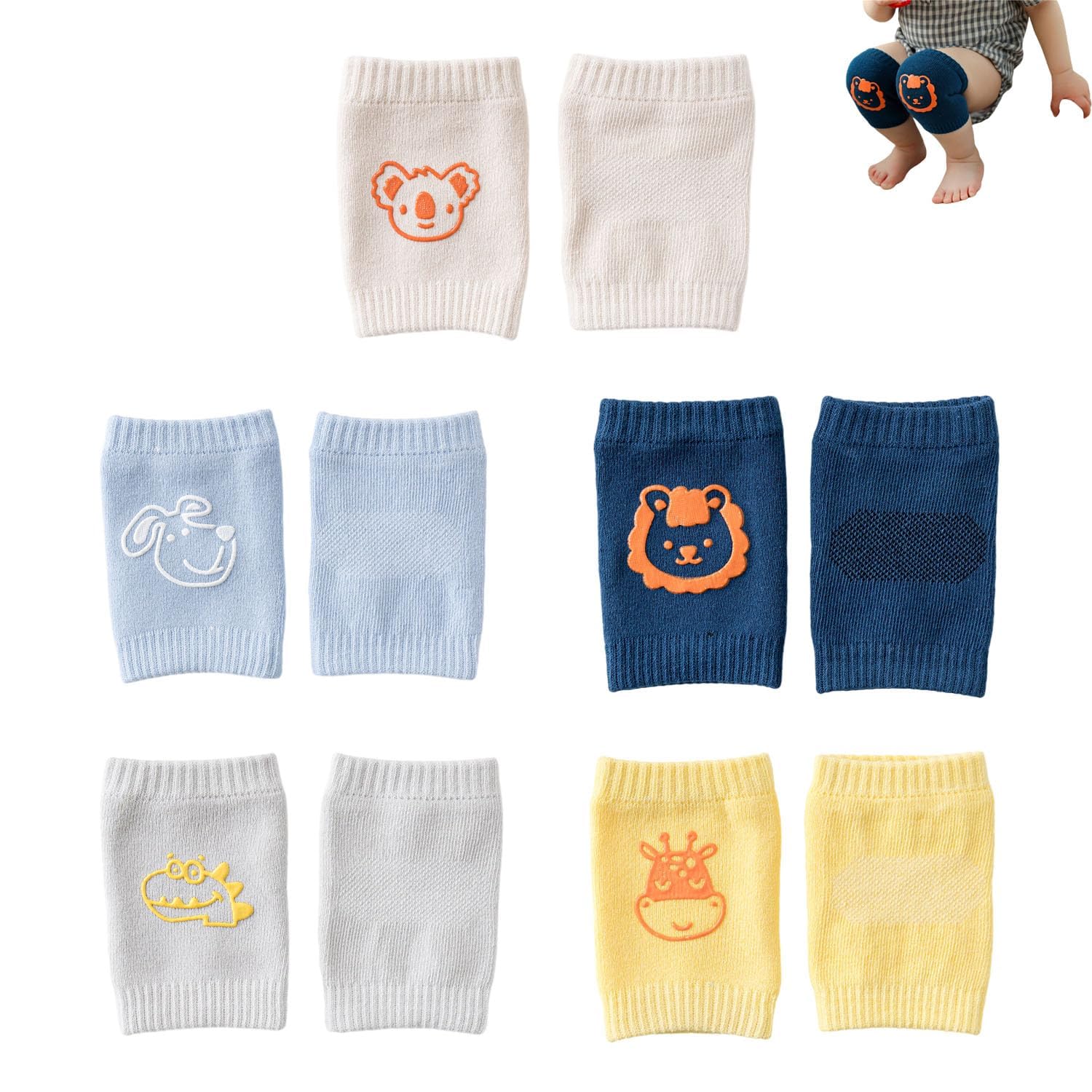 

Hidetex Baby Knee Cute Unisex Pads, Cotton, Breathable, Soft, Anti-Abrasion, (5 Pairs)