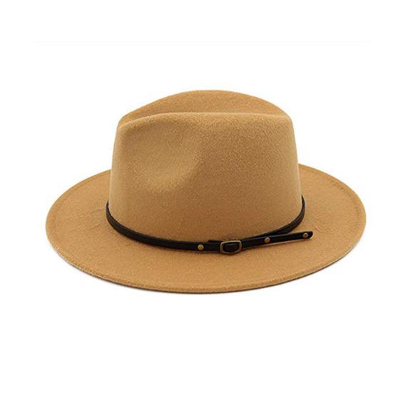 Jazz Cap Wide Brim Breathable Solid Color Fedora Hat Winter Floppy Women Cap Streetwear