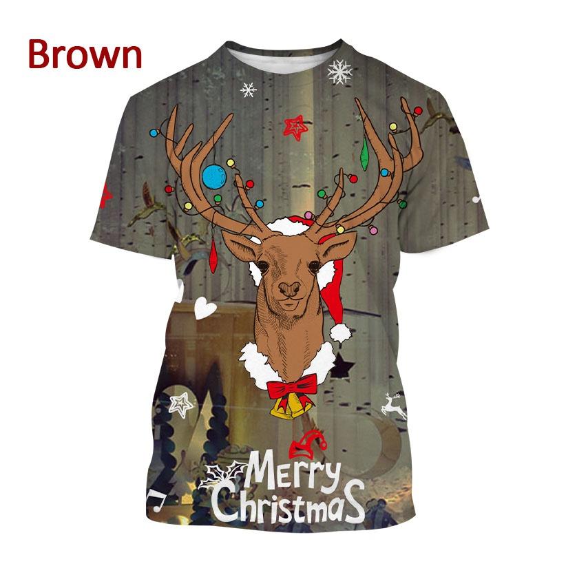

3D-футболка Нова чоловіча футболка з милим лосем у вигляді оленів на санях Harajuku Вуличний одяг повсякденний з короткими рукавами 6XL