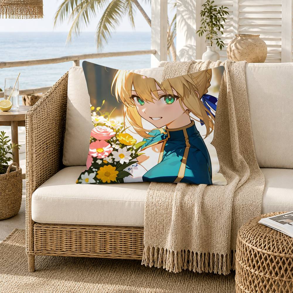 Saber Artoria Pendragon Fate Grand Order FGO Pillow Case for Sofa Living Room Home office Decor Protective Cover
