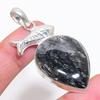 Natural Black Rutile Gemstone 925 Sterling Silver Jewelry Pendant 2.29" AP-14081