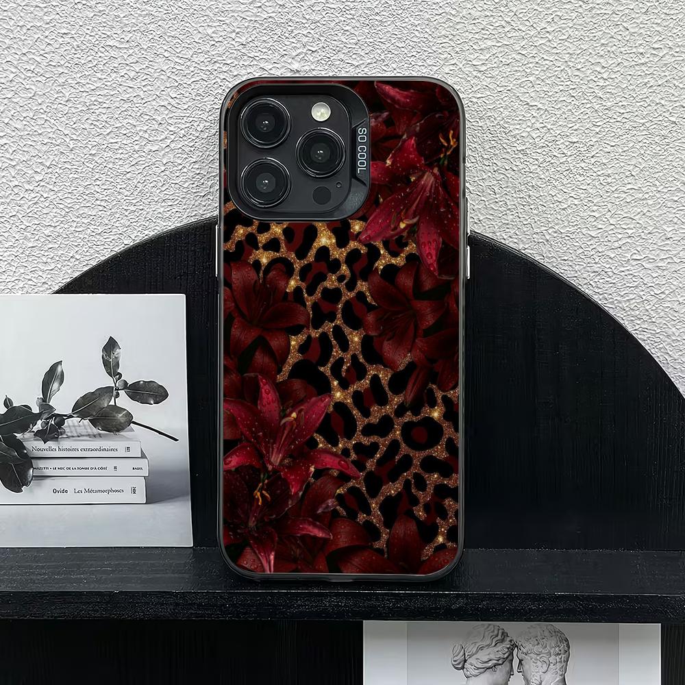 Retro leopard print floral pattern phone case suitable for iPhone 17 16 15 14 13 12 11 Pro/Max/Plus anti drop and shockproof