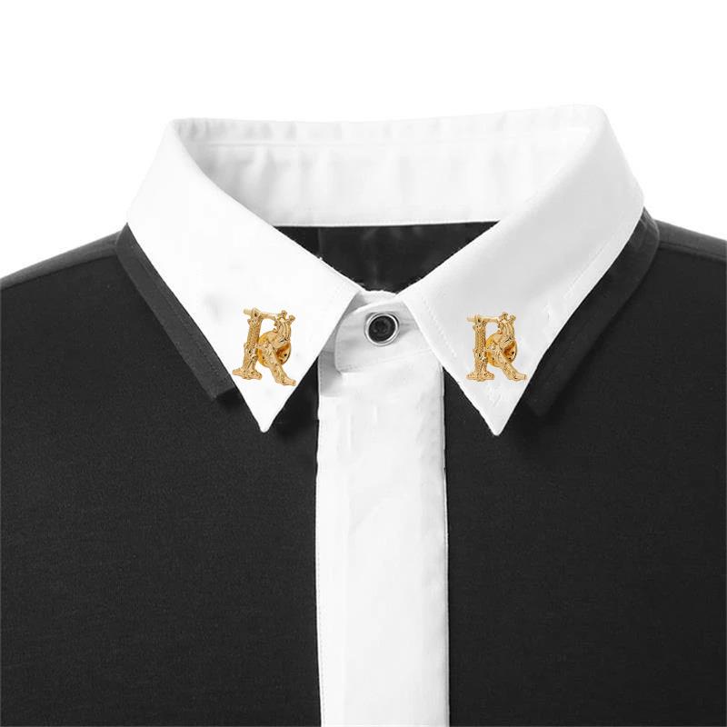 4pcs/set Irregular R Alphabet Brooch Elegant Fashion Men Luxulry Vintage Initial Letter Lapel Pins Brooches Party Shirt Coat Jewelry Accessories Gifts
