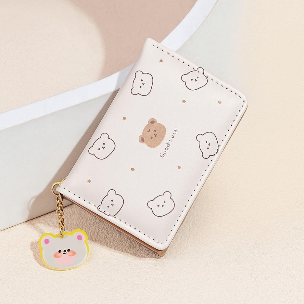 Collapsible Bear Print Wallet Cartoon Coin Purse Mini Short Wallet  Student