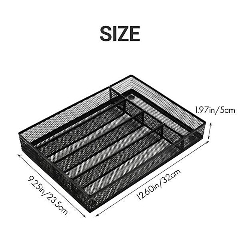 Metal Desk Tray With Adjustable Dividers For Stationery And Cutlery Organization Desk Stationery Storage Organizer