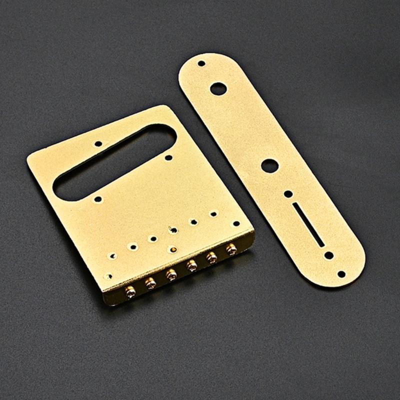 Vintage Carved Pattern Guitar Roller 6-Saddle Bridge and 3-Way Switch Control Plate Set for 6 String Electric Guitars