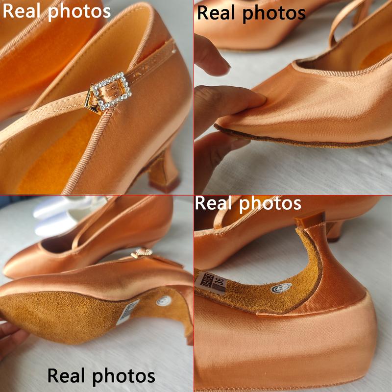Women Modern Dance Shoes Girls Standard Dancing Shoes High Heeled Ballroom Latin Dance Shoes for Women 5.5cm Heels