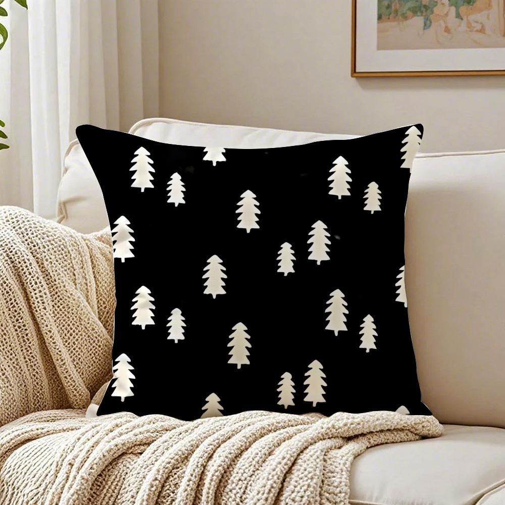 New Black White Geometric Design Pillow Case Double-Sided Plush Sofa Cushion Covers Organic Breathable Invisible Zipper