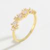 Golden Copper Ring with Synthetic Zircon Inlay Elegant Stackable Band Ring for Women