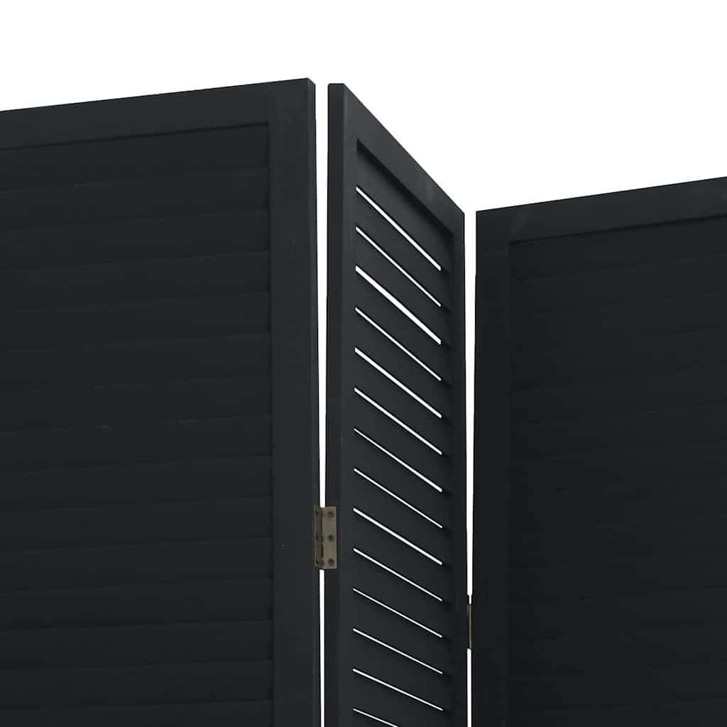 4 Piece Black Solid Wood Folding Screen Paulownia
