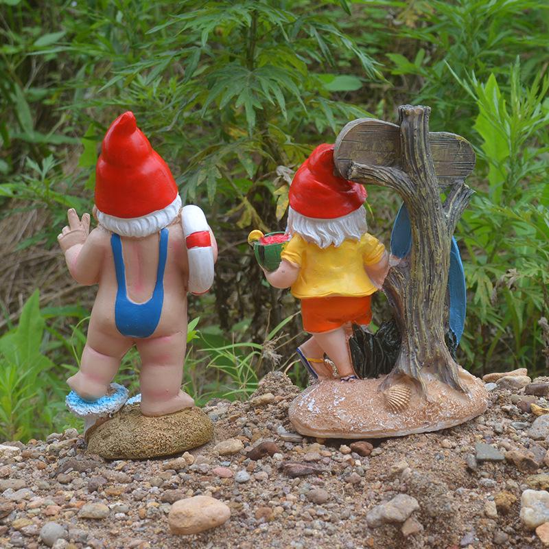 Adorable Resin Garden Gnome Statue with White Beard - Outdoor Handmade Decor