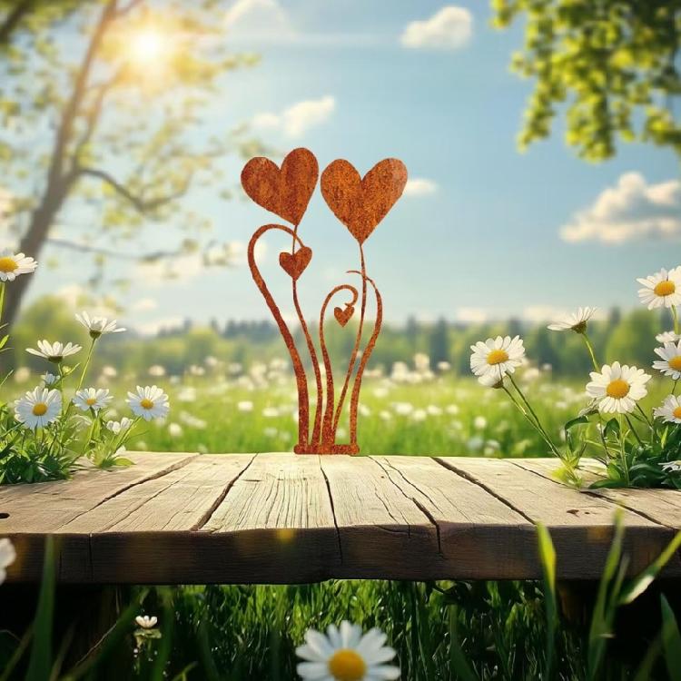 Rusts Resistant Metal Flower Garden Stake Heart Landscape Ornaments For Lawn Pathway Wedding Display