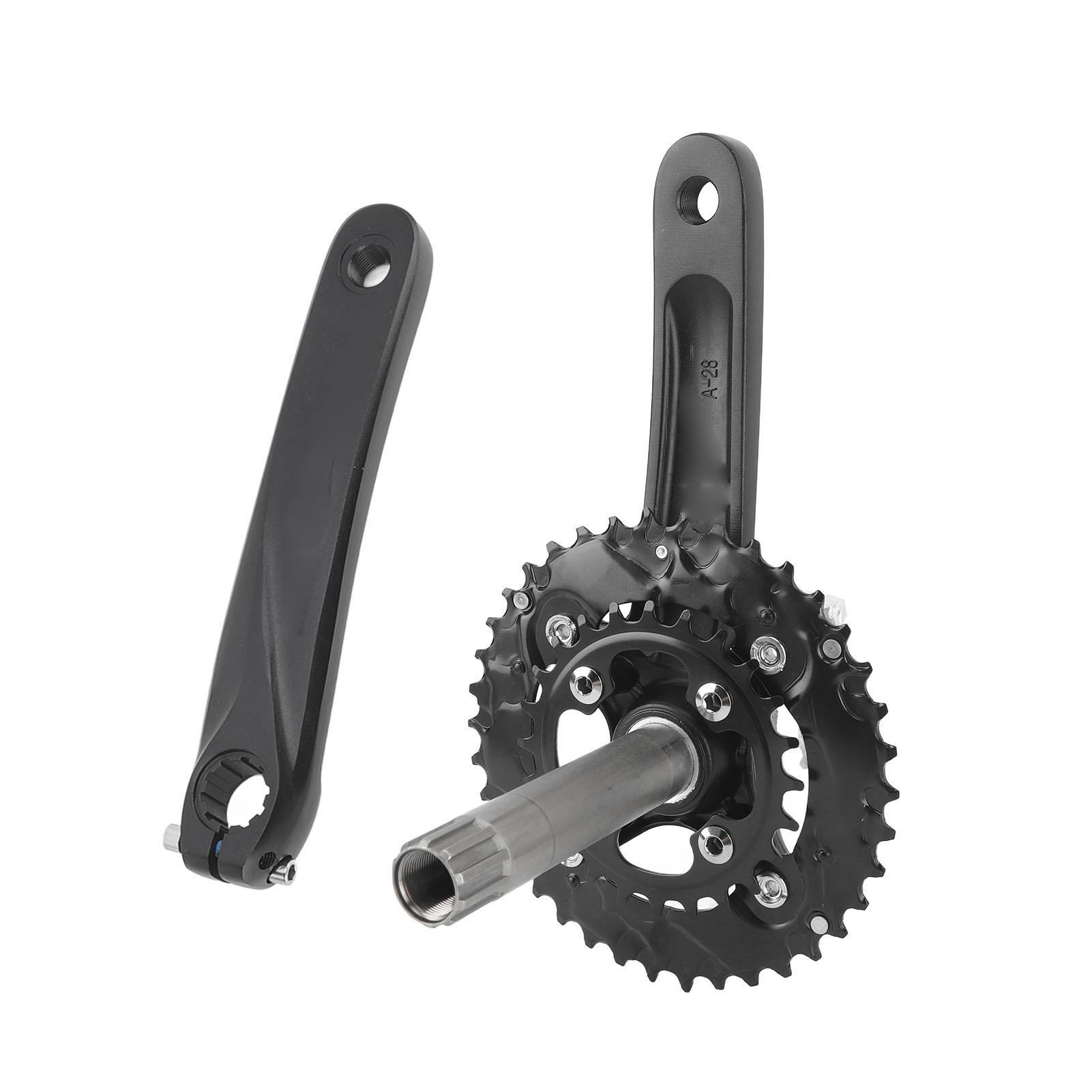 170mm Mountain Bike Crankset Bicycle Crankset Hollow Integrated Crank 104BCD Central Axis Modified Double Disc Crank 38T Black