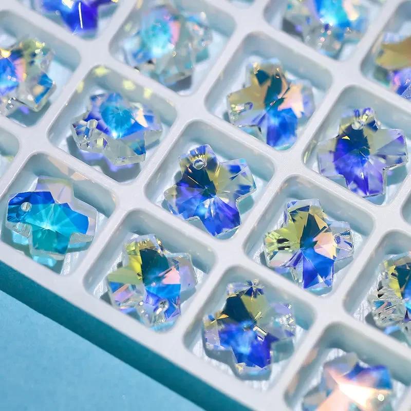 14mm AB Color Crystal Pendant Glass Beads Heart/Star/Bear Charms Beads for Jewelry Making Necklaces Earrings DIY Bracelets